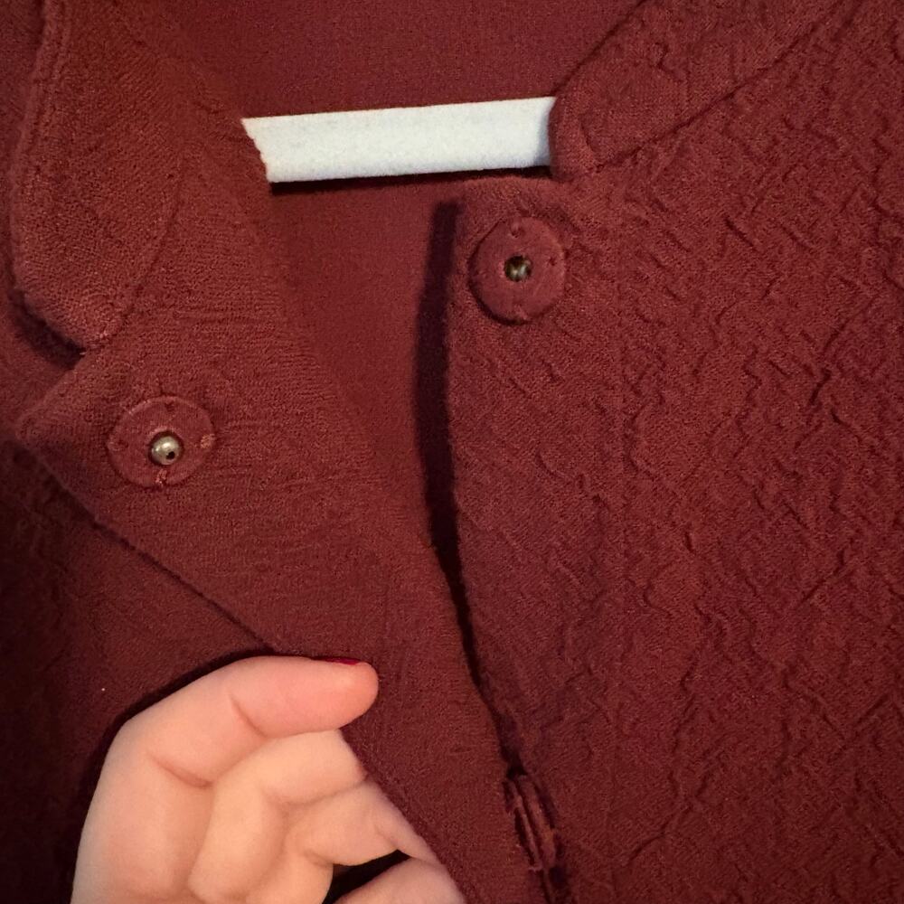 Eileen Fisher Organic Cotton Textured Jacket Burgundy Wine Small With Pockets - Picture 7 of 8
